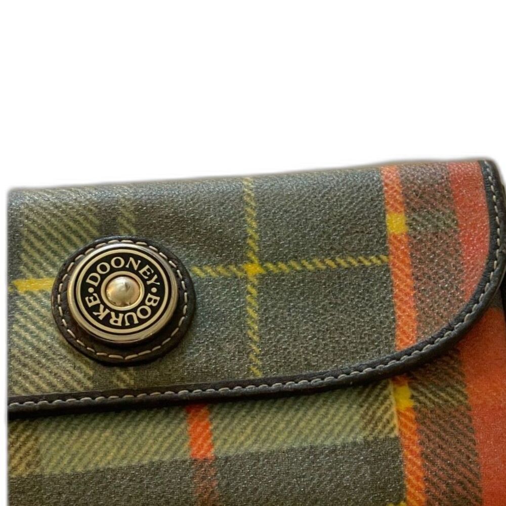 Dooney & Bourke Leather Tartan Plaid Long Logo Wallet Brown Multi ~Excellent - Picture 11 of 16